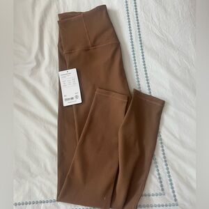 Athleta Elation Brown Ribbed High-Waisted Leggings